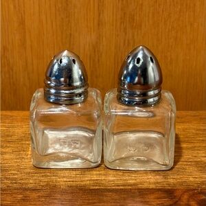 Glass Salt and Pepper Shakers with Silver Tops